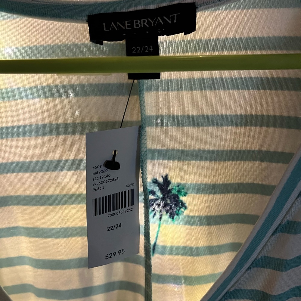 Lane Bryant Striped Palm Tree Tank Sz 22/24 - Picture 4 of 6